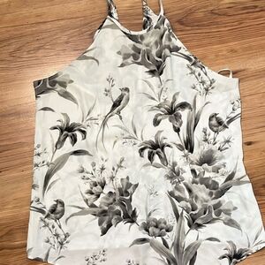 LOFT Black and White Halter Graphic Tank Top